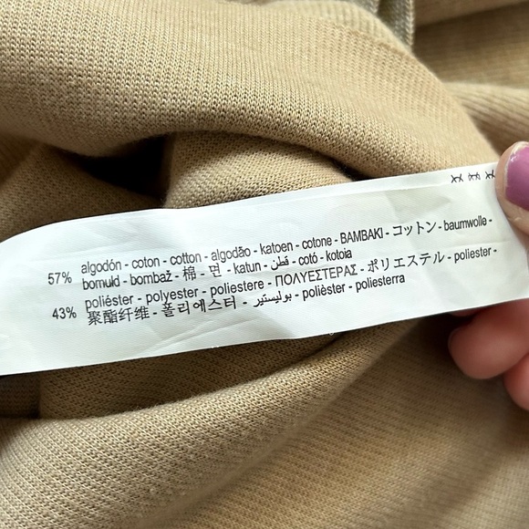 ZARA Tan Cowl Turtleneck Sleeveless Top Knit Vest Tie Waist Neutral Academia | M - Picture 7 of 9